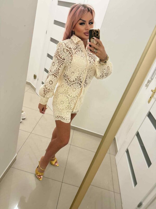 KOMPLET koronkowy – koszula + spódniczka