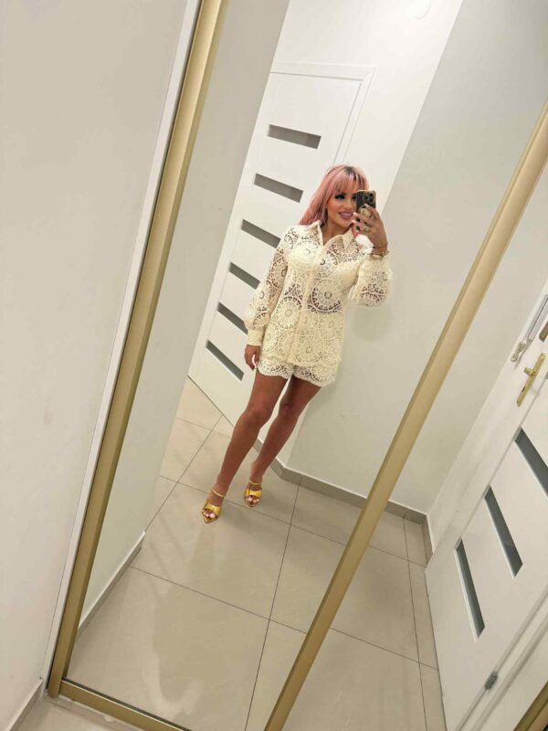 KOMPLET koronkowy – koszula + spódniczka